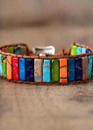 Вінтажний/boho браслет chakra з натурального яшмового каміння