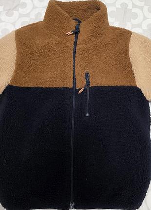 Куртка шерпа для хлопчика h&m, чорно-коричнева, на зріст 122-128 см