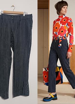 Marimekko льняные брюки в полоску  размер l / 42 с металлическими пуговицами