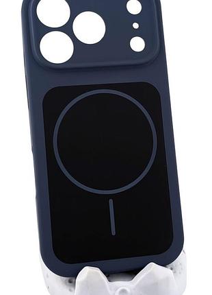 Чехол magnetic vision для apple iphone 17 pro бампер с микрофиброй темно-синий