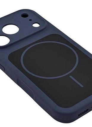 Чехол magnetic vision для apple iphone 17 pro бампер с микрофиброй темно-синий 3