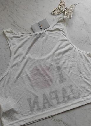 Белая женская майка (кроп-топ) бренда pull &amp; bear испания 3