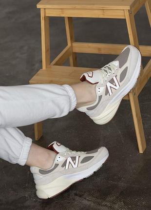 Женские кроссовки new balance 990v6 x loro piana beige white