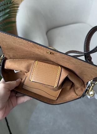 Сумка coach brook flap chain bag brown\gold 2