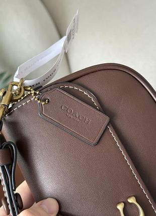Сумка coach brook flap chain bag brown\gold 3