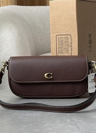 Сумка coach brook flap chain bag brown\gold