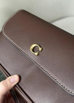 Сумка coach brook flap chain bag brown\gold 6