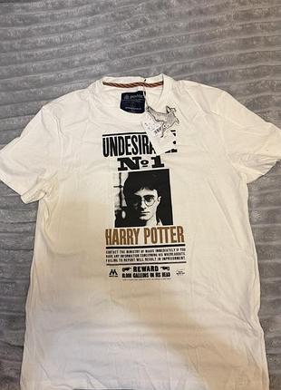 Футболка чоловіча harry potter з принтом, біла