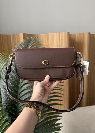 Сумка coach brook flap chain bag brown\gold 7