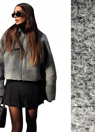 Куртка бомбер boucle жіноча сіра zara м букле