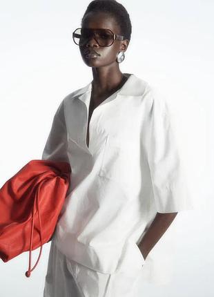 Нова.рубашка фактурная из хлопка cos short-sleeved resort shirt white оригинал.из свежих коллекций