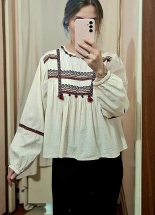 Блуза / вышиванка в стиле этно/бохо zara kids, подходит как для девочек так и для взрослых
