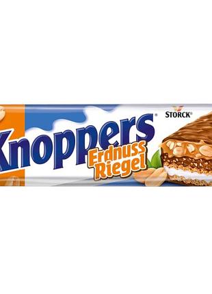 Шоколадный батончик knoppers с арахисом e erdnuss riegel, 40 г