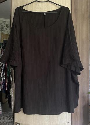 Блузка чорна shein 8 xl фактурна тканина в рубчик