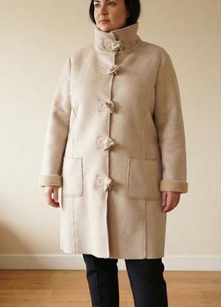 Стильная бежевая дубленка искусственная casualclub / debenhams.балта