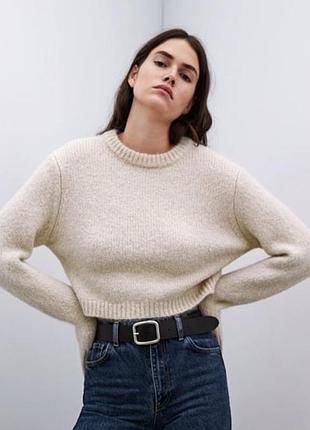 🖤мягкий укороченный свитер zara в кремовом оттенке🖤