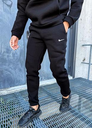 Спортивний костюм чоловічий nike чорний з худі, утеплений флісом, осінь-зима