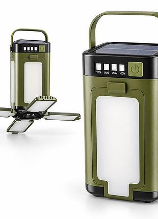 Кемпінговий ліхтар mh-868 акумуляторний із сонячною панеллю та power bank, складана led-лампа на 6 режимів