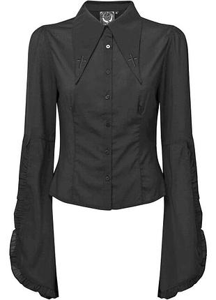 Блуза жіноча killstar low-lita button-up shirt чорна, розмір xs