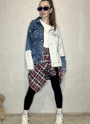 Джинсова куртка house у стилі color block 💙🤍
