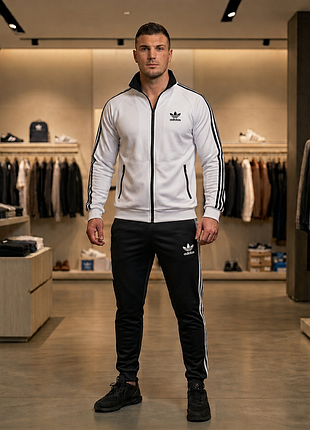 Спортивний костюм чоловічий adidas білий з чорним