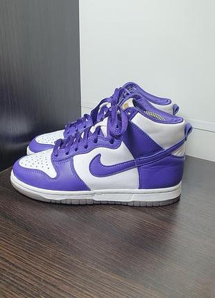Кроссовки nike dunk high white/violet(оригинал)