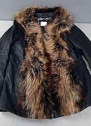 Б/у куртка женская кожаная fur olive с мехом лисы