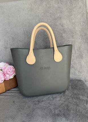 🎁1+1=3 італійська сумка оригінал obag сіра з вкладишем середня