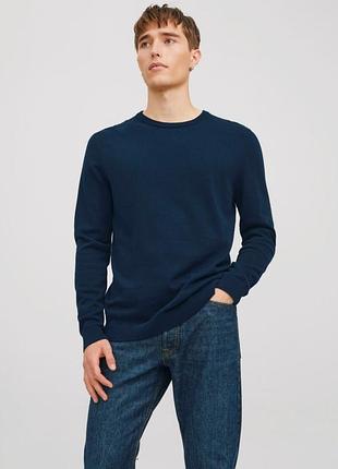 Мужской свитер из шерсти m&amp;s синего цвета размер м