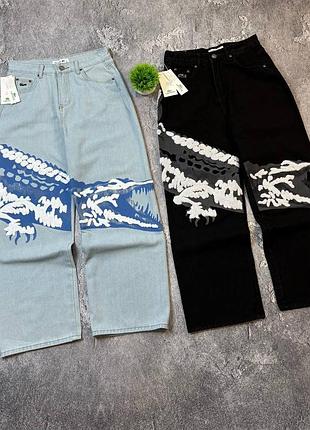 Джинсы lacoste / джинсы лакост с принтом акулы / мужские широкие джинсы lacoste / черные и голубые джинсы lacoste / оверсайз джинсы lacoste с крокода