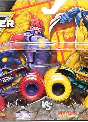 Набір машинок монстртрак monster jam marvel: росомаха проти стражу (wolverine vs the sentinels), 1:64, spin master