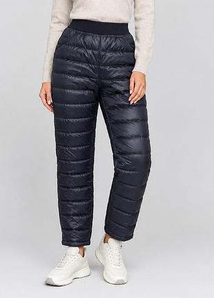 Р xs / евро 36 / 40-42 черные базовые утепленные брюки дутые дутики на синтепоне с флисом теплые