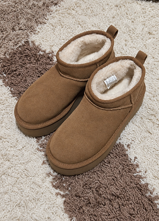 Ugg оригинал! трендовые угги на платформе модель classic ultra mini platform (chestnut) 3