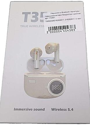 Наушники bluetooth-гарнитура б/у навушники вставні бездротові з дисплеєм t35 арт.110451