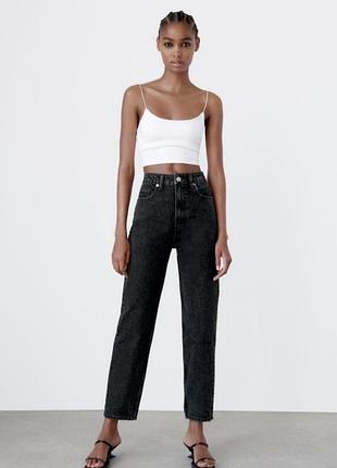 черные джинсы mom zara (варенка, размер xs / eur 34)