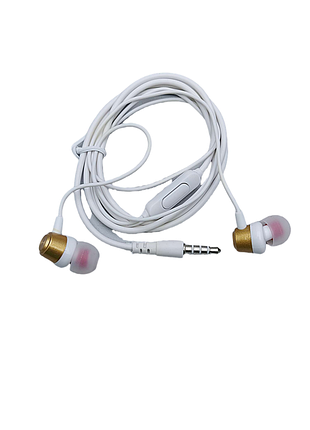 Наушники bluetooth-гарнитура наушники economic piston white/gold with mic + button call answering