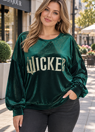 Акція 1+1 = 3 гарна кофта свiтшот з вишивкою  wicked   велюр 93% полiестр 7% еластан великий розмiр