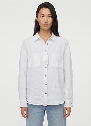 Біла муслінова сорочка h&m 3