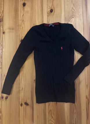 Светр жіночий polo ralph lauren в косичку темно-синій розмір s