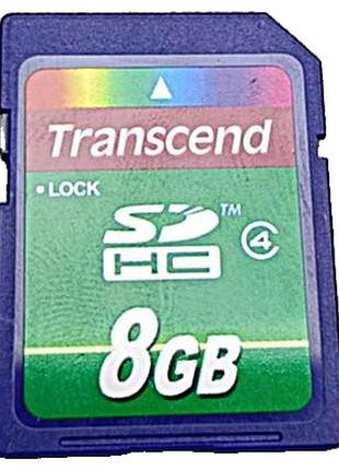 Карта флэш памяти б/у transcend 8gb sdhc class 4