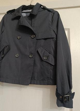 Укорочений темно-синій тренч zara basic. 4