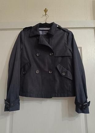 Укорочений темно-синій тренч zara basic. 3