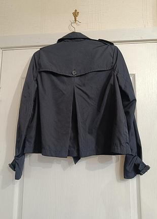 Укорочений темно-синій тренч zara basic. 8