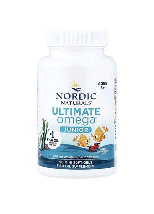 Ultimate omega 3, junior, омега-3 кислоты для детей от 6 лет со вкусом поленицы, 90 мини-капсул.