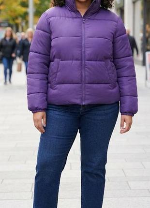 Стильный пуховик h&amp;m - трендовый фиолетовый цвет, легкий и теплый!