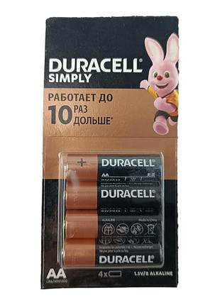 Батарейка aа лужна 1.5v пальчик блістер (к-кт 4 шт) duracell