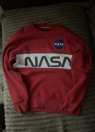Світшот чоловічий alpha industries x nasa червоний