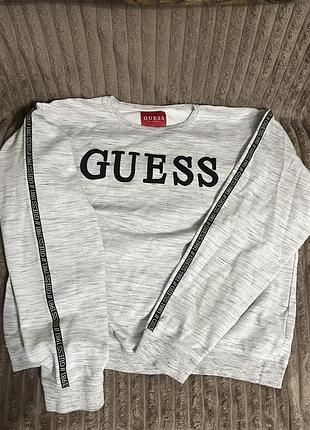Світшот унісекс guess світло-сірий колір з чорним логотипом