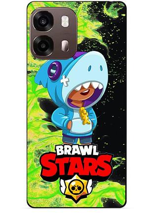 Чехол силиконовый бампер для oppo a6s с героем бравл леон акула brawl