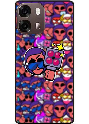 Силиконовый бампер чехол для oppo a6s стикеры бравл брок brawl